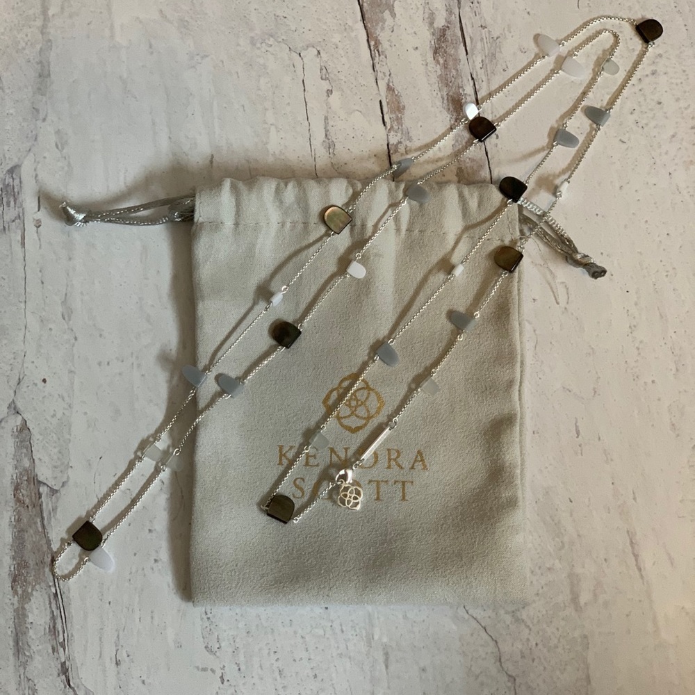 Leola Long Necklace in Black Mother-of-Pearl